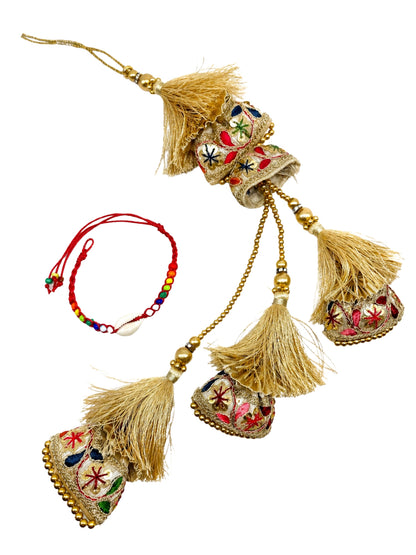 (Set of 2) Floral Tassel Shell Lumba Rakhi Bhaiya Bhabhi Pair