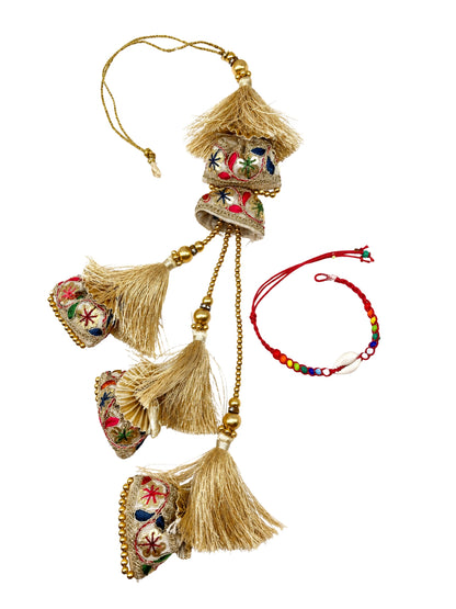 (Set of 2) Floral Tassel Shell Lumba Rakhi Bhaiya Bhabhi Pair