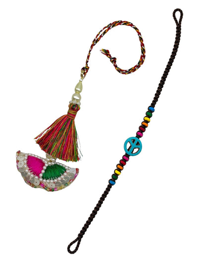 (Set of 2) Peace Symbol Tassel Lumba Rakhi Bhaiya Bhabhi