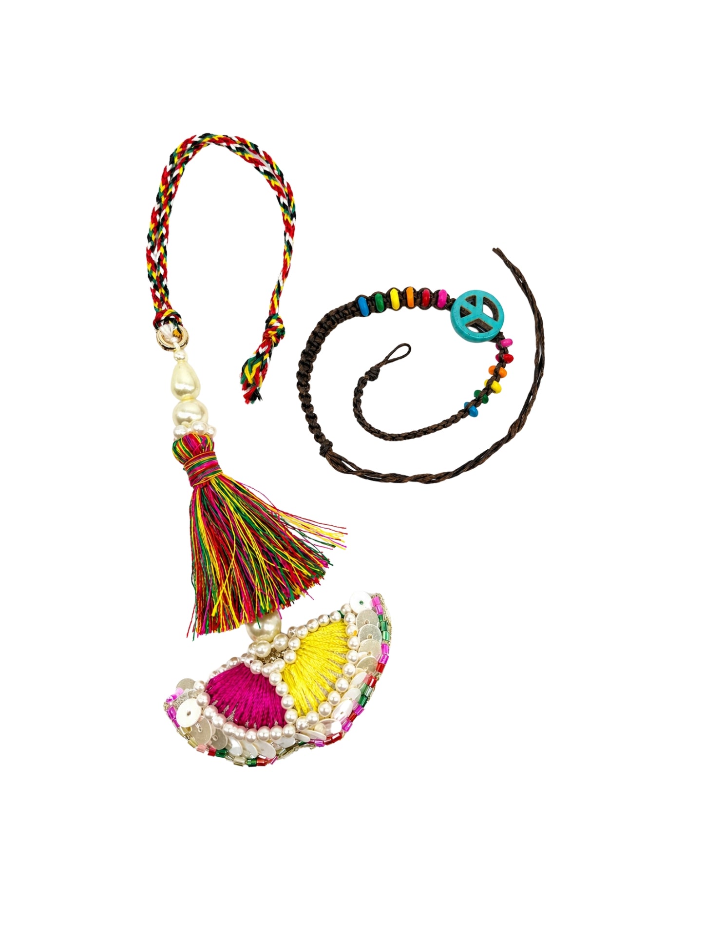 (Set of 2) Peace Symbol Tassel Lumba Rakhi Bhaiya Bhabhi