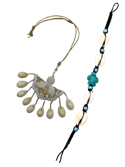 (Set of 2) Turtle Shell Beaded Lumba Rakhi Bhaiya Bhabhi