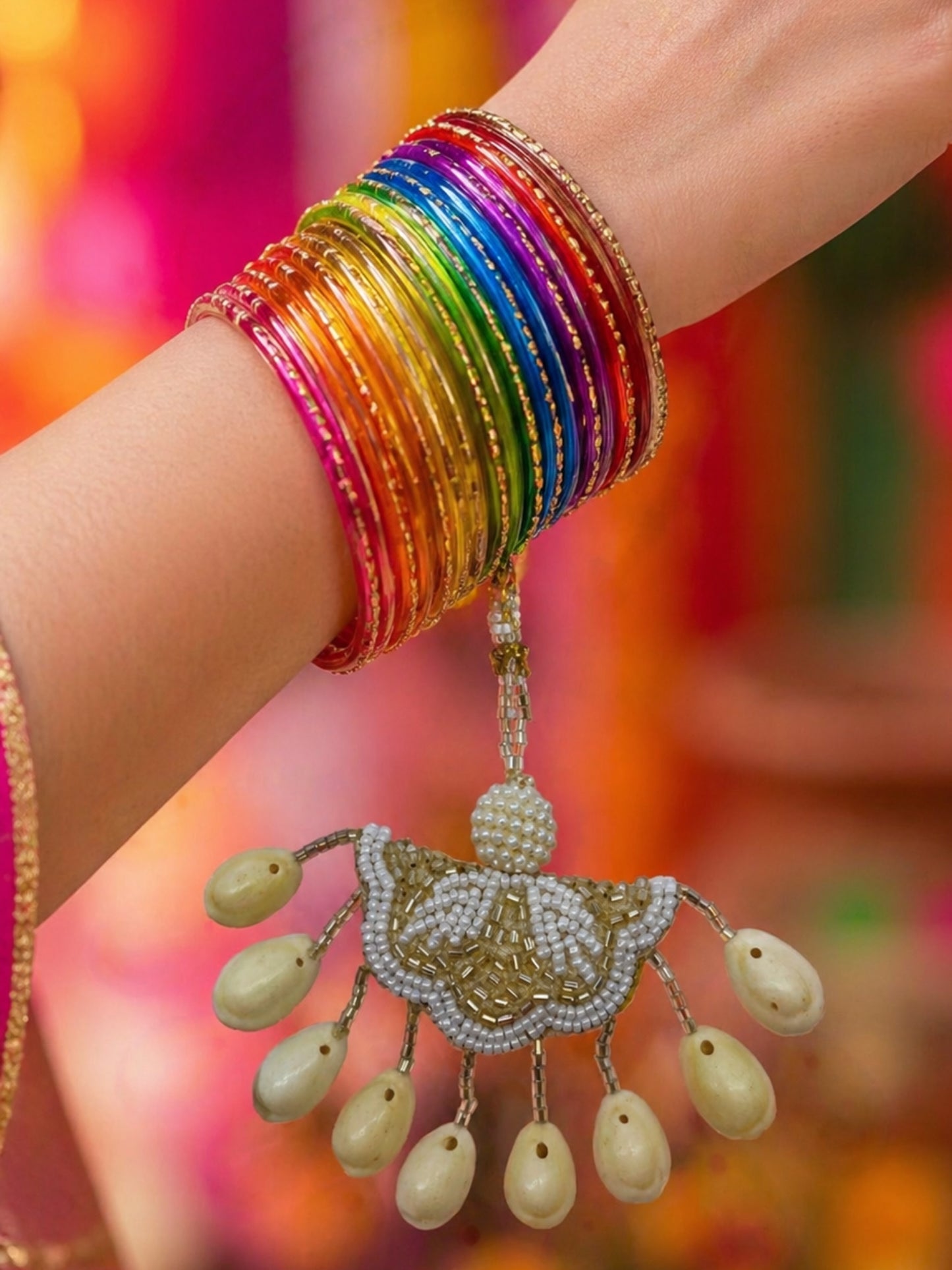 (Set of 2) Turtle Shell Beaded Lumba Rakhi Bhaiya Bhabhi