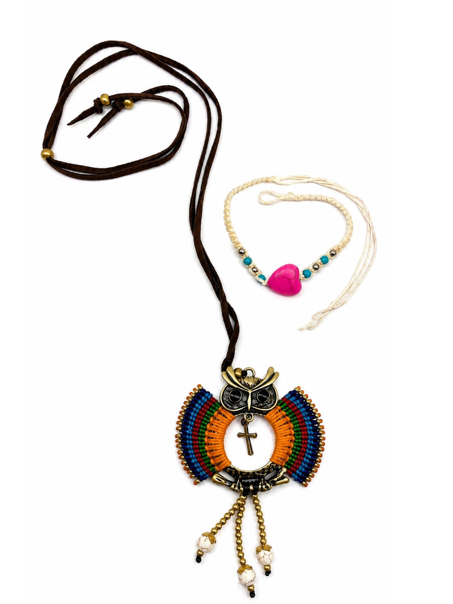 (Set of 2) Owl Heart Latkan Lumba Rakhi Bhaiya Bhabhi