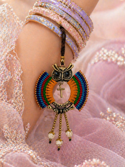 (Set of 2) Owl Heart Latkan Lumba Rakhi Bhaiya Bhabhi