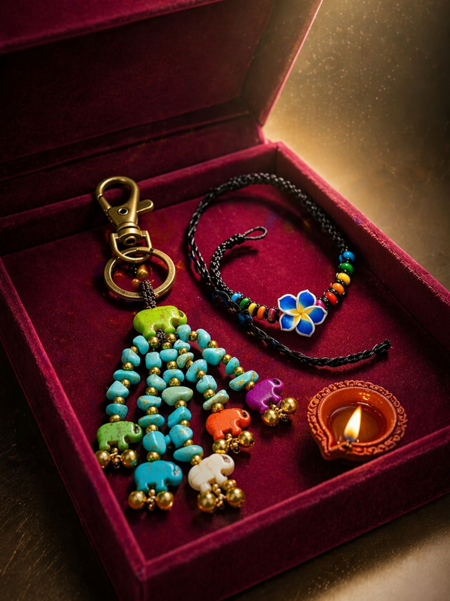 (Set of 2) Elephant Floral Lumba Rakhi Bhaiya Bhabhi
