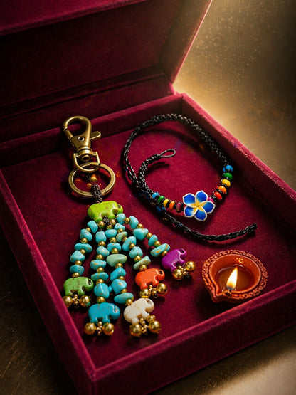 (Set of 2) Elephant Floral Lumba Rakhi Bhaiya Bhabhi