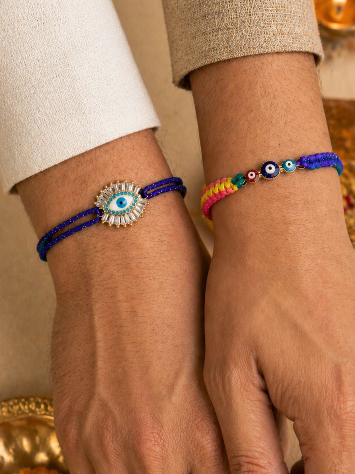 (Set of 2) Evil Eye Bracelet Rakhi For Bhai Bro