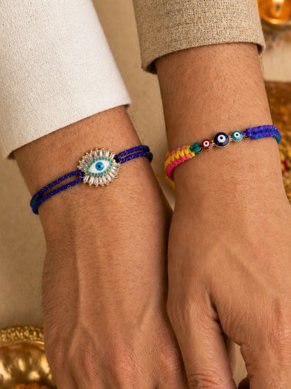 (Set of 2) Evil Eye Bracelet Rakhi For Bhai Bro