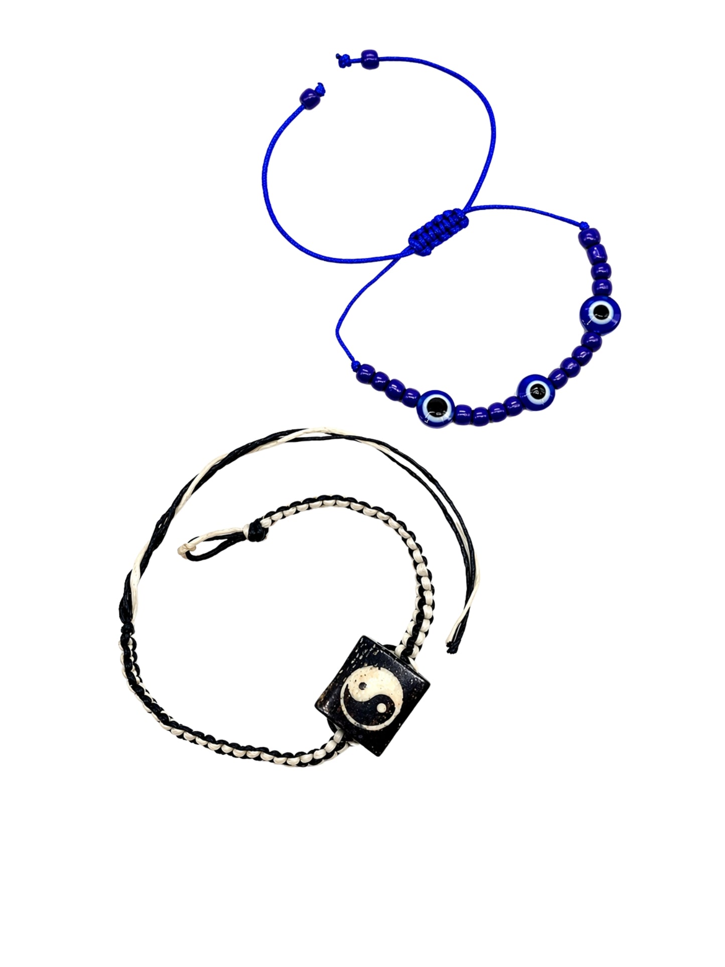 (Set of 2) Evil Eye Yin Yang Charm Bracelet Rakhi For Bhai Bro