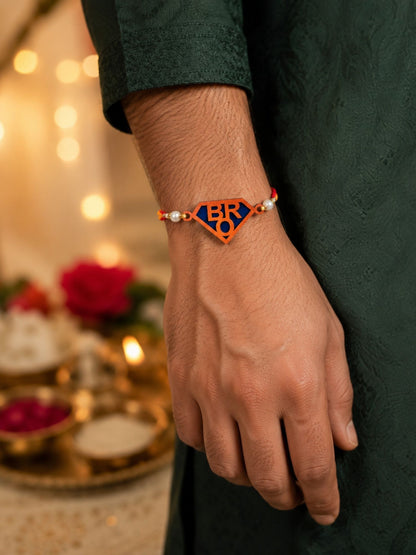 BRO Superhero Wooden Thread Rakhi for Bhaiya,Bhai