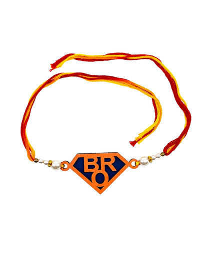 BRO Superhero Wooden Thread Rakhi for Bhaiya,Bhai