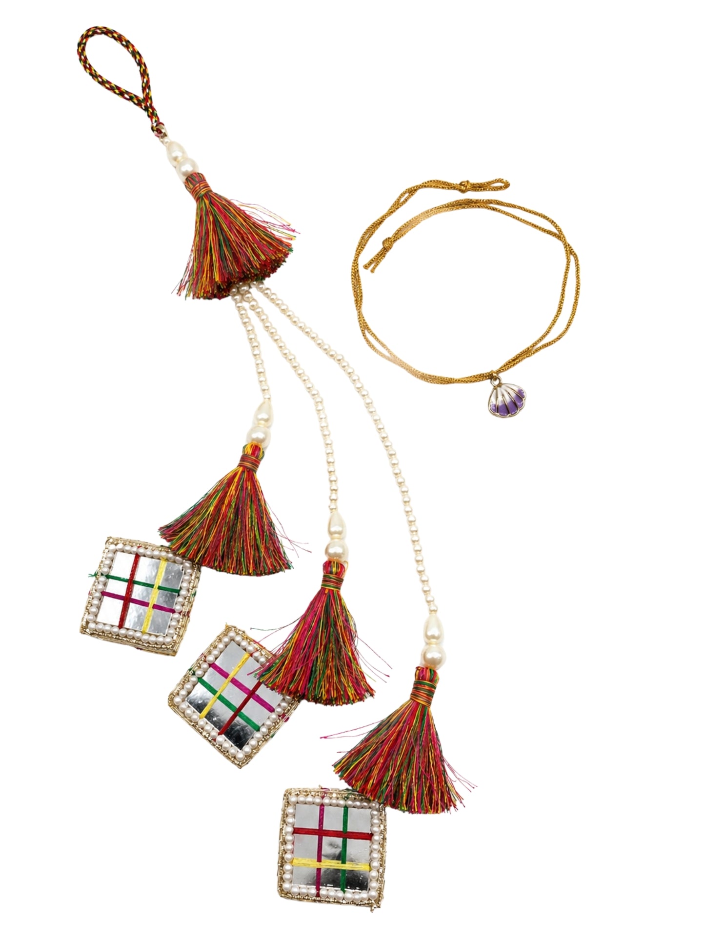 (Set of 2) Mirror Pearl Shell Lumba Rakhi Bhaiya Bhabhi