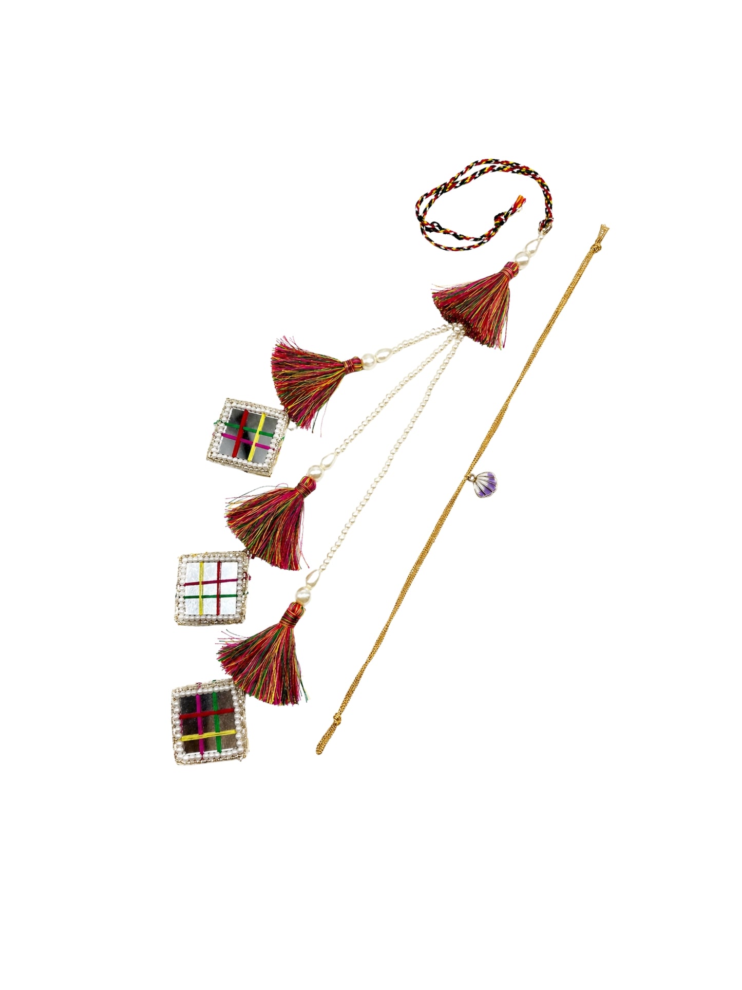 (Set of 2) Mirror Pearl Shell Lumba Rakhi Bhaiya Bhabhi