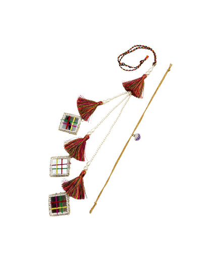 (Set of 2) Mirror Pearl Shell Lumba Rakhi Bhaiya Bhabhi