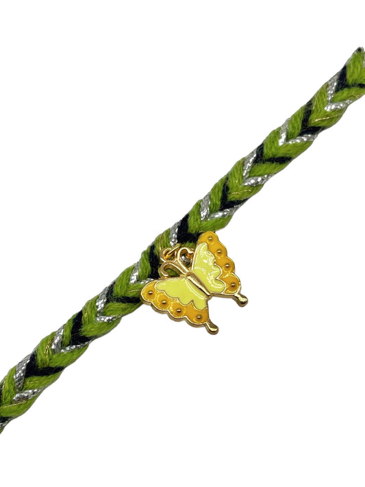 Mustard Lemon Butterfly Charm Rakhi Lumba