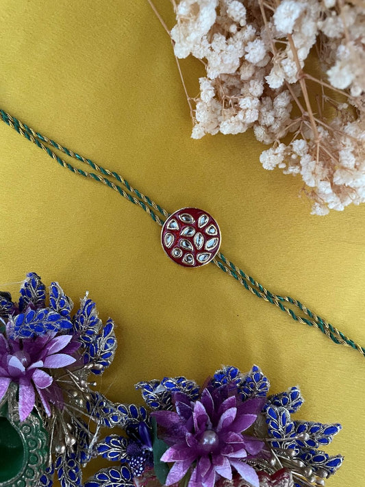 Red Kundan Rakhi Lumba
