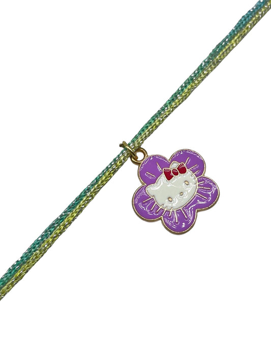 Purple Flower With Cat Charm Rakhi Lumba