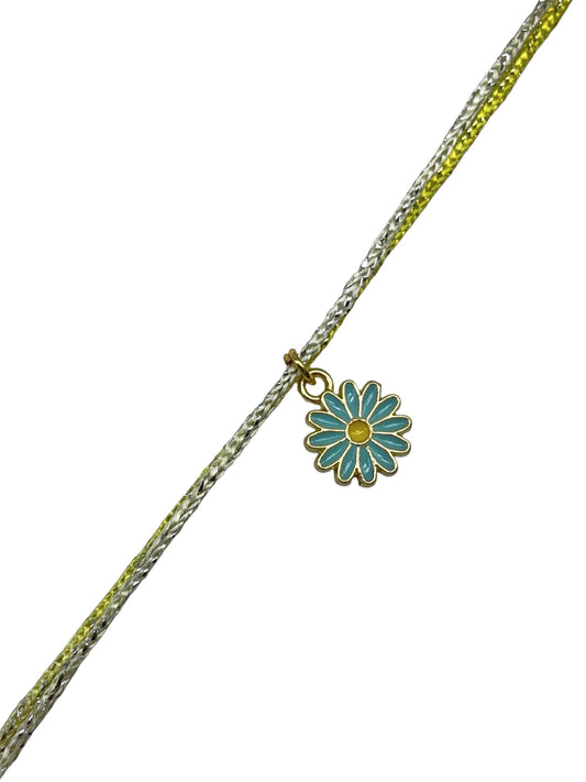 Aqua Blue Flower Charm Rakhi Lumba