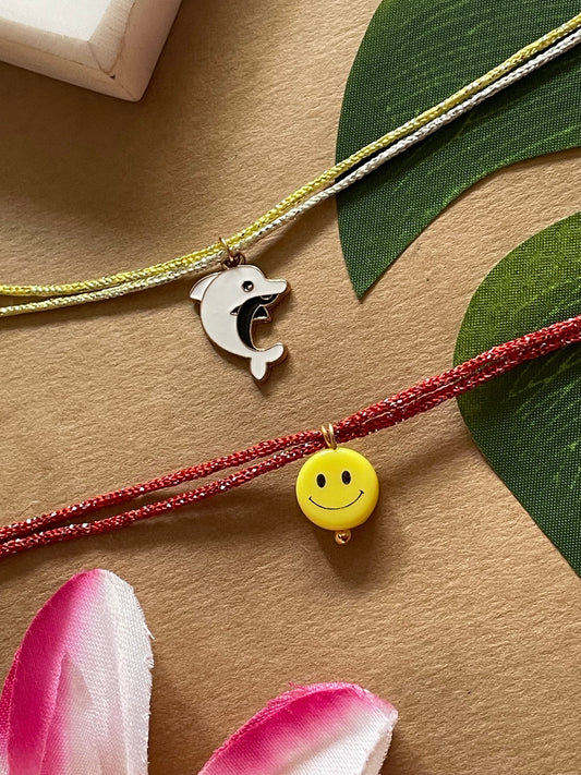 (Set of 2) Dolphin Smiley Charm Rakhi Lumba