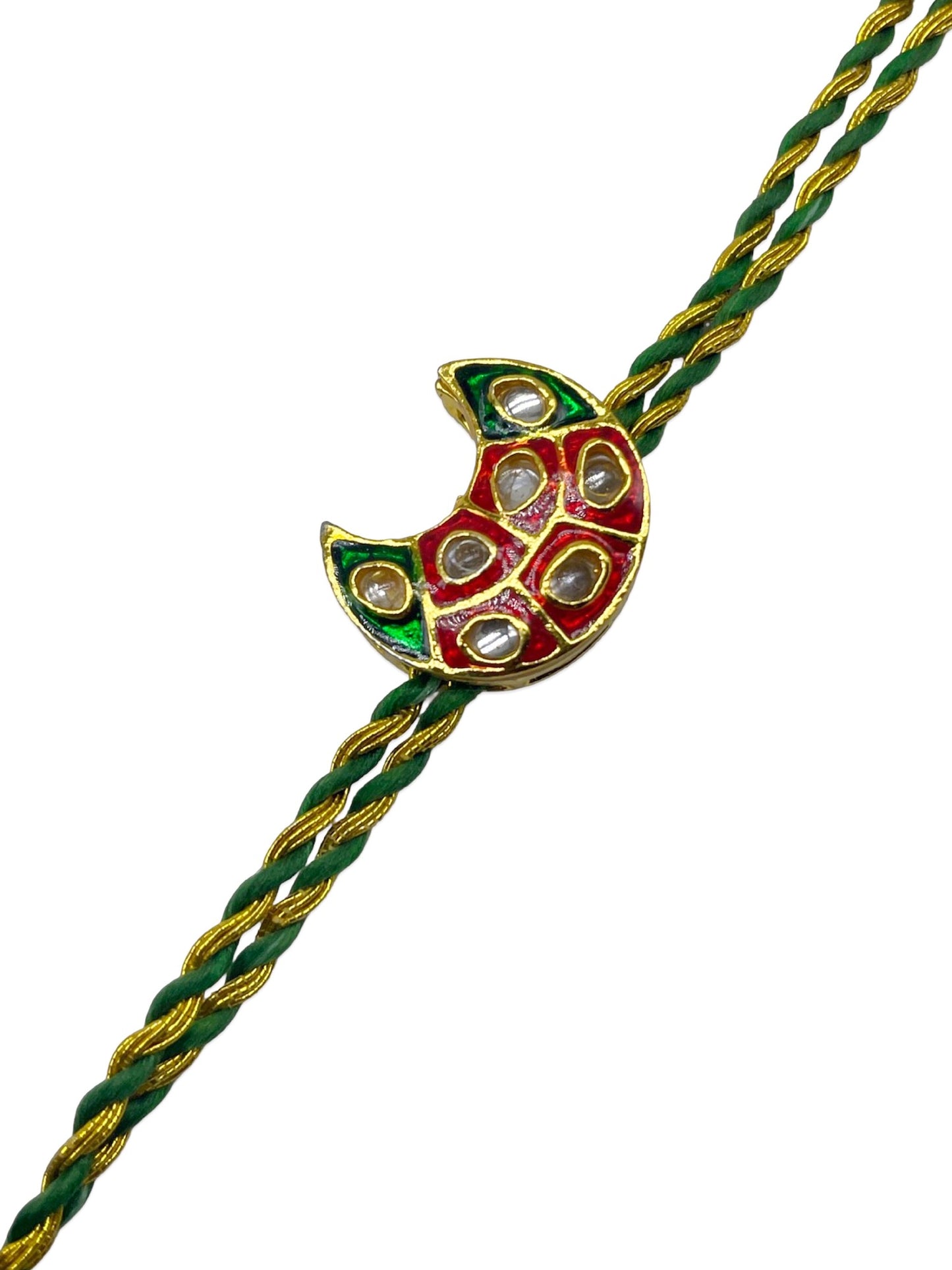 Red & Green Kundan Rakhi Lumba