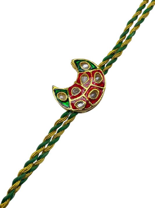 Red & Green Kundan Rakhi Lumba