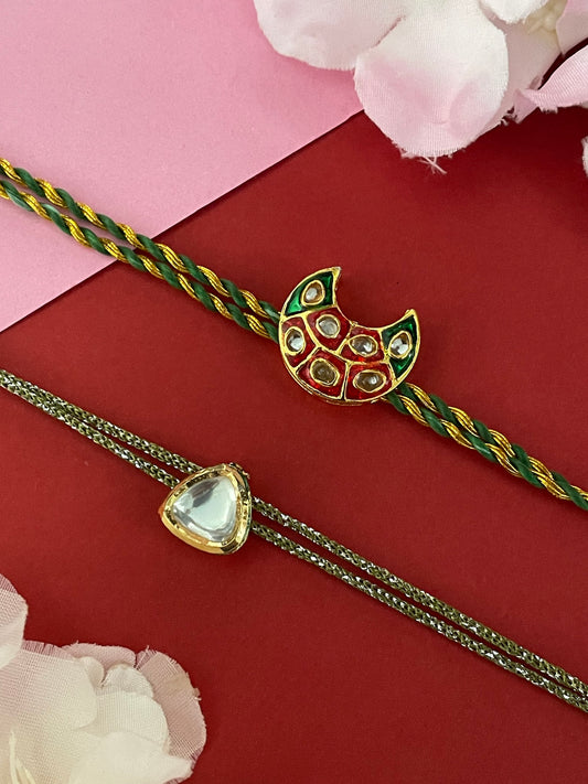 (Set of 2) Kundan Rakhi Lumba