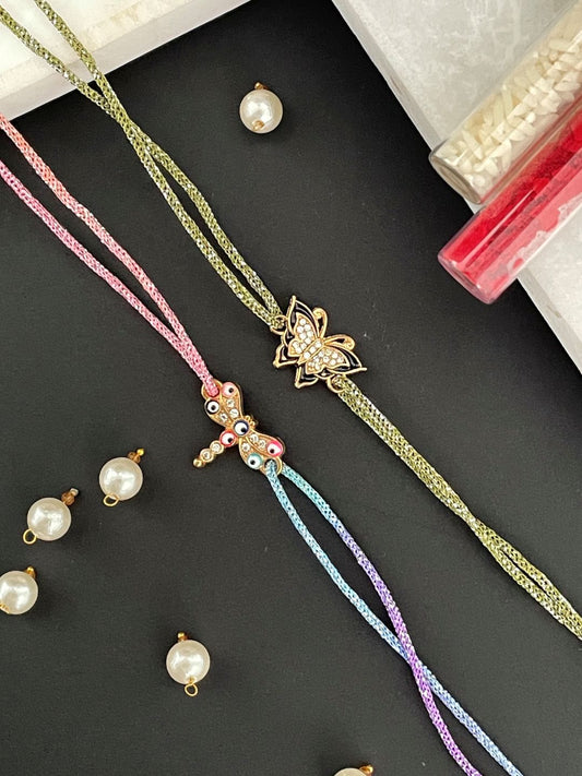(Set of 2) Evileye/Butterfly Charm Rakhi Lumba