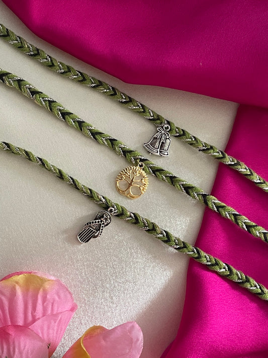 (Set of 3) Slippers/Jingle Bell/Tree of Life Charms Rakhi Lumba