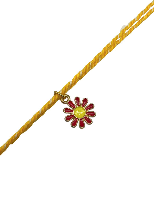 Mini Red Flower Charm Rakhi Lumba