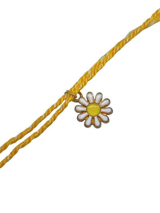 Mini White Flower Charm Rakhi Lumba