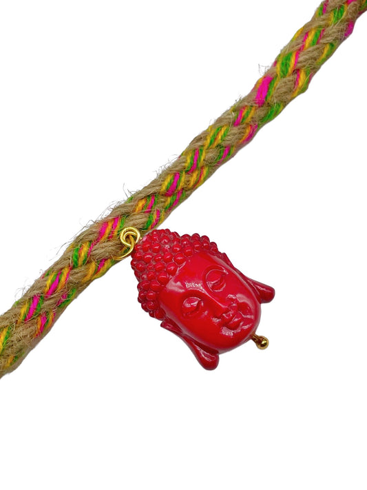 Red Buddha Charm Rakhi Lumba