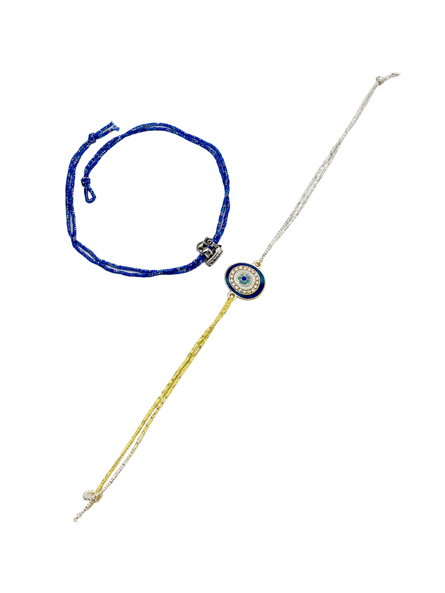(Set of 2) Lord Shiva Trishul Evil Eye Rakhi Bracelet Bro