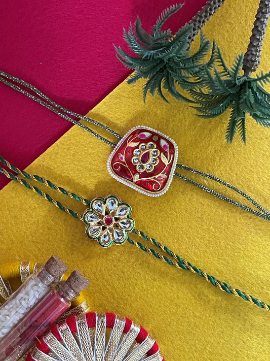 (Set of 2) Kundan Rakhi Lumba