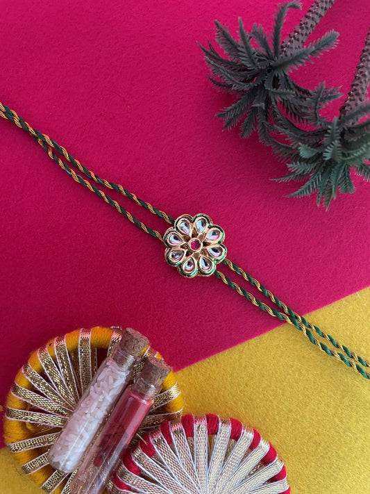 Flower Kundan Rakhi Lumba