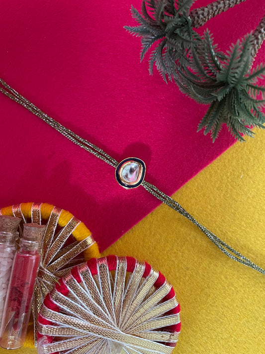 Kundan Oval Shape Rakhi Lumba