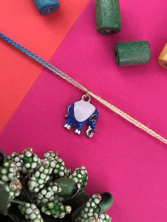 Blue Elephant Charm Rakhi Lumba