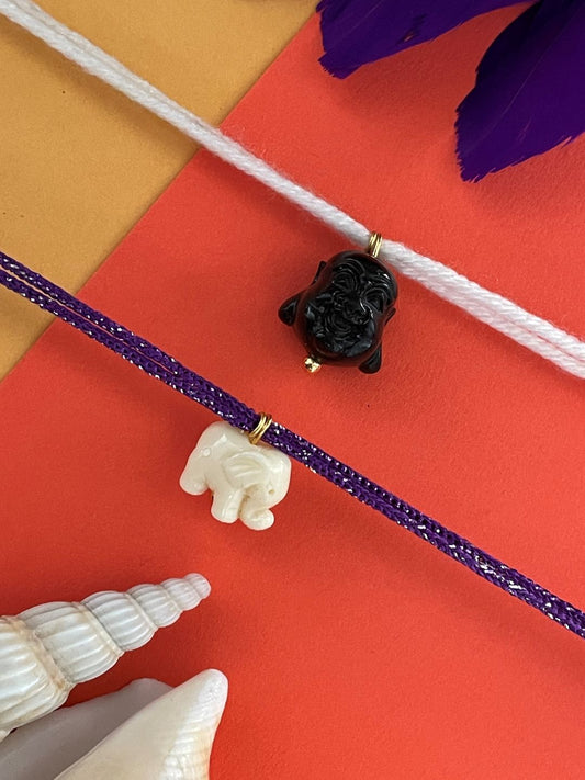 (Set of 2) Buddha/Elephant Charm Rakhi Lumba