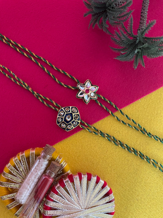 (Set of 2) Kundan/Flower Rakhi Lumba