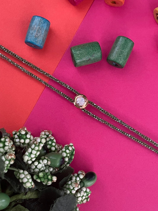 American Diamond Round Rakhi Lumba
