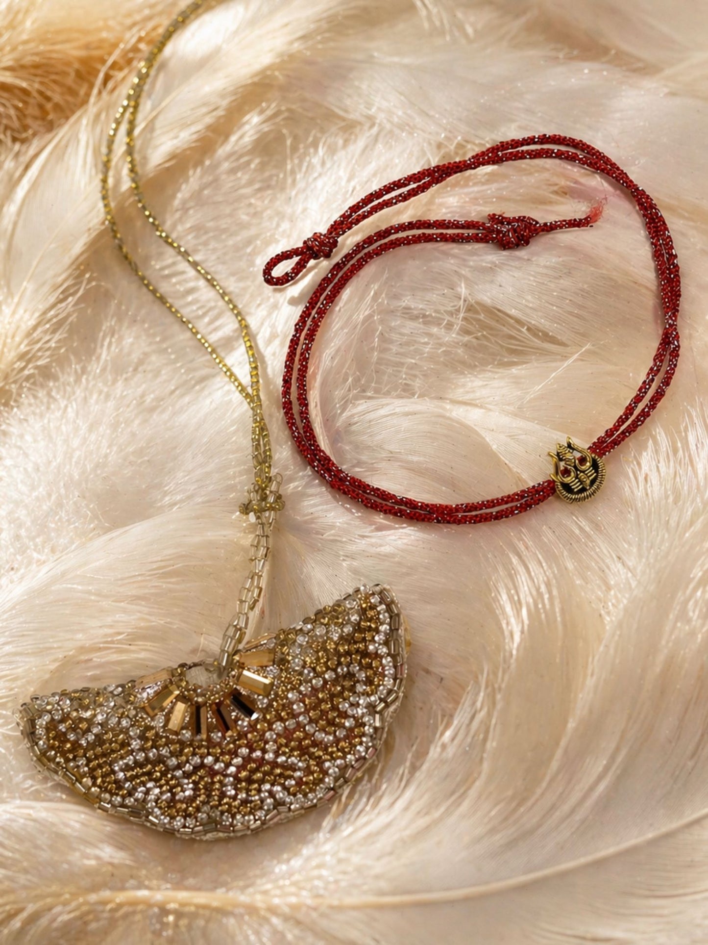(Set of 2) Golden Crystal Trishul Charm Lumba Rakhi Bhaiya Bhabhi