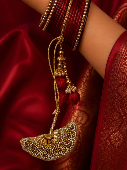 (Set of 2) Golden Crystal Trishul Charm Lumba Rakhi Bhaiya Bhabhi
