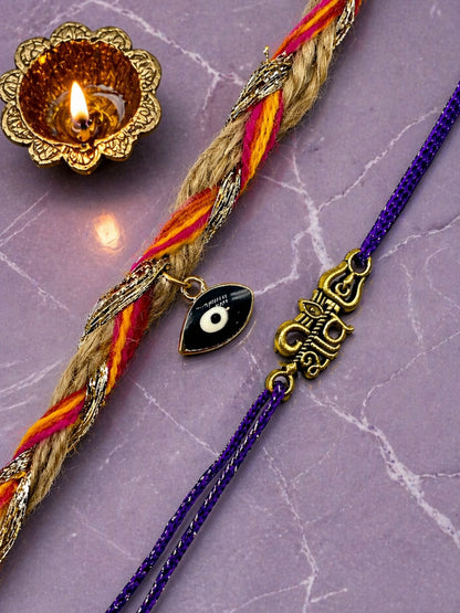 (Set of 2) Evil Eye Shiv Bracelet Rakhi For Bhai Bro