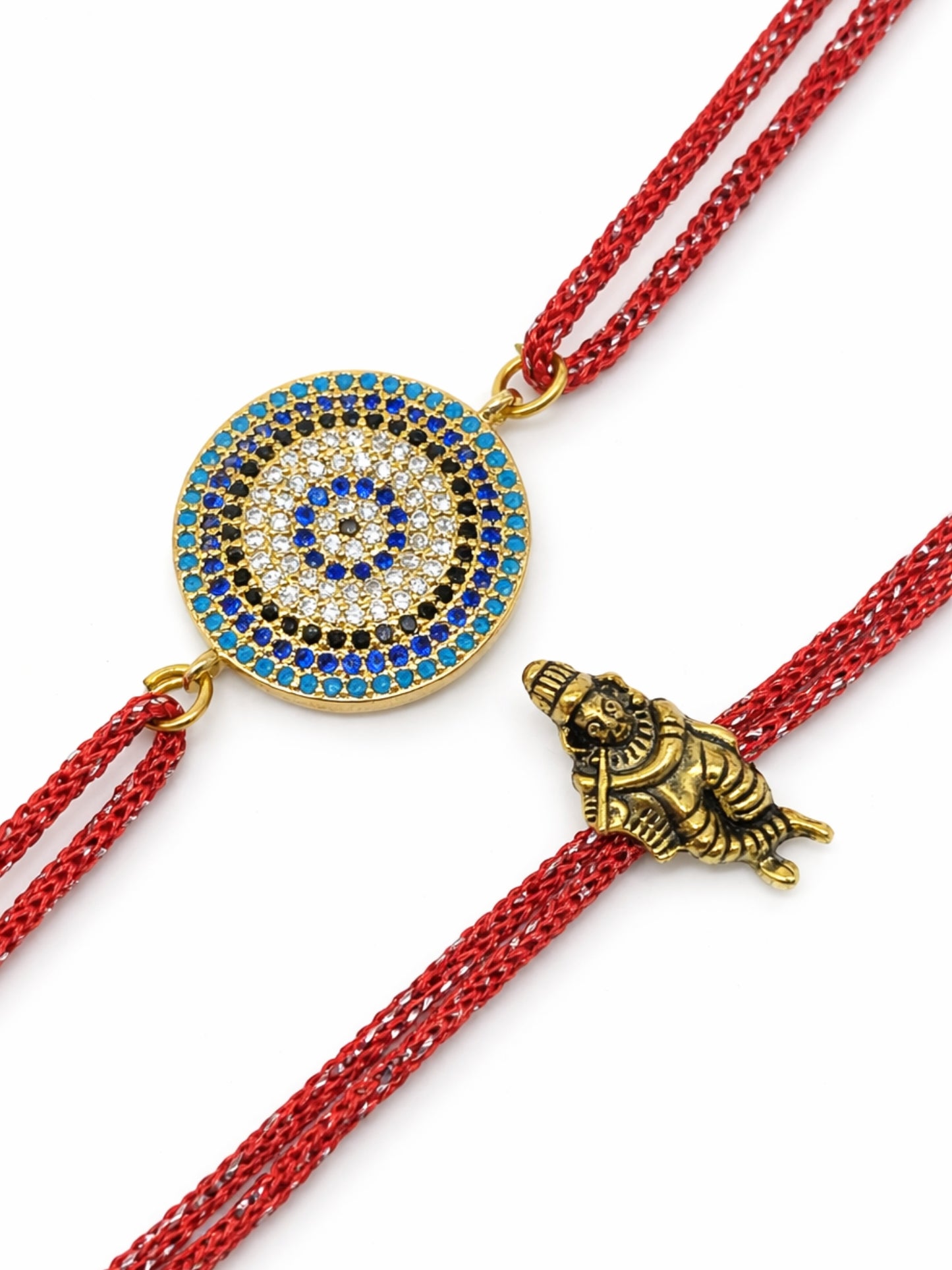 (Set of 2) Evil Eye Lord Krishna Bracelet Rakhi Bhai Bhaiya Bro