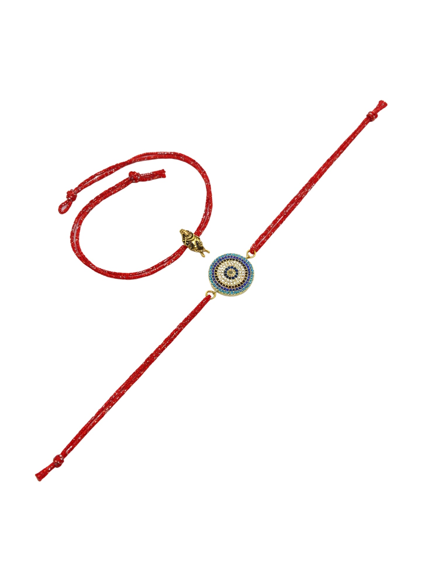 (Set of 2) Evil Eye Lord Krishna Bracelet Rakhi Bhai Bhaiya Bro