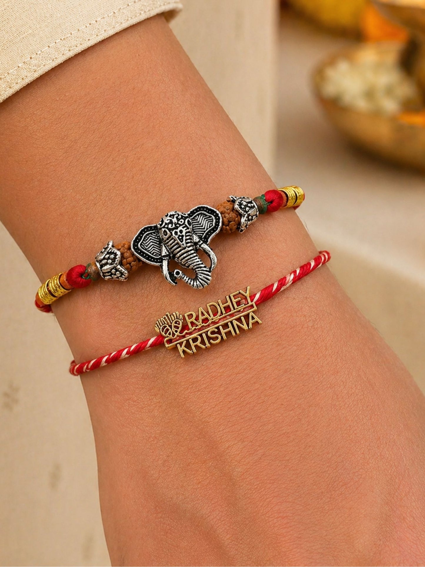 (Set of 2) Ganesh Krishna Bracelet Rakhi For Bhai Bro