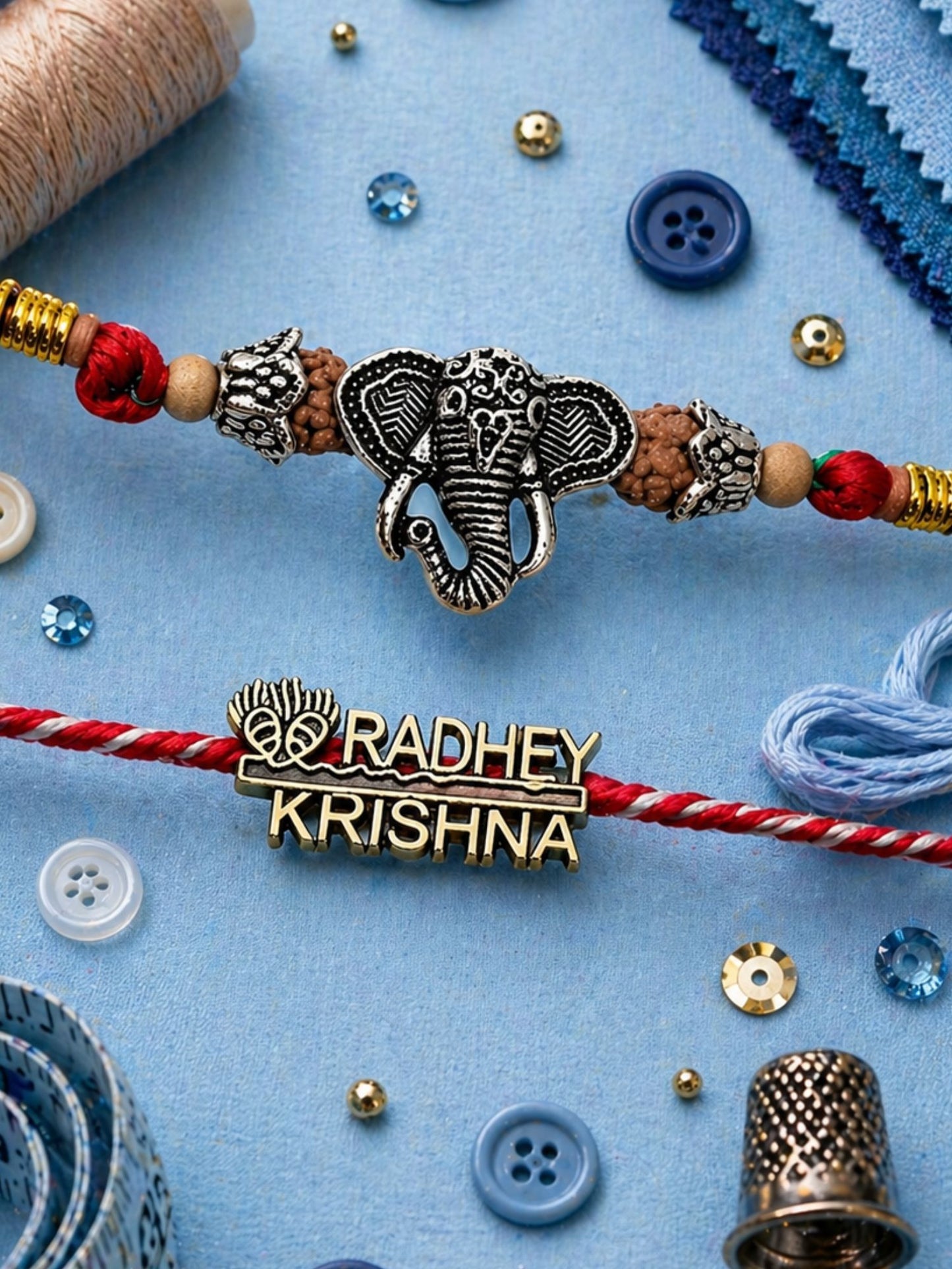 (Set of 2) Ganesh Krishna Bracelet Rakhi For Bhai Bro