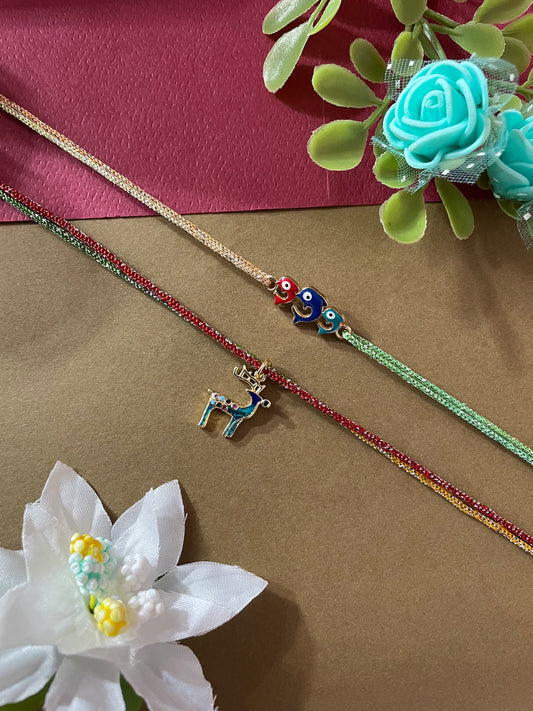 (Set of 2) Reindeer/Dolphin Charms Rakhi Lumba