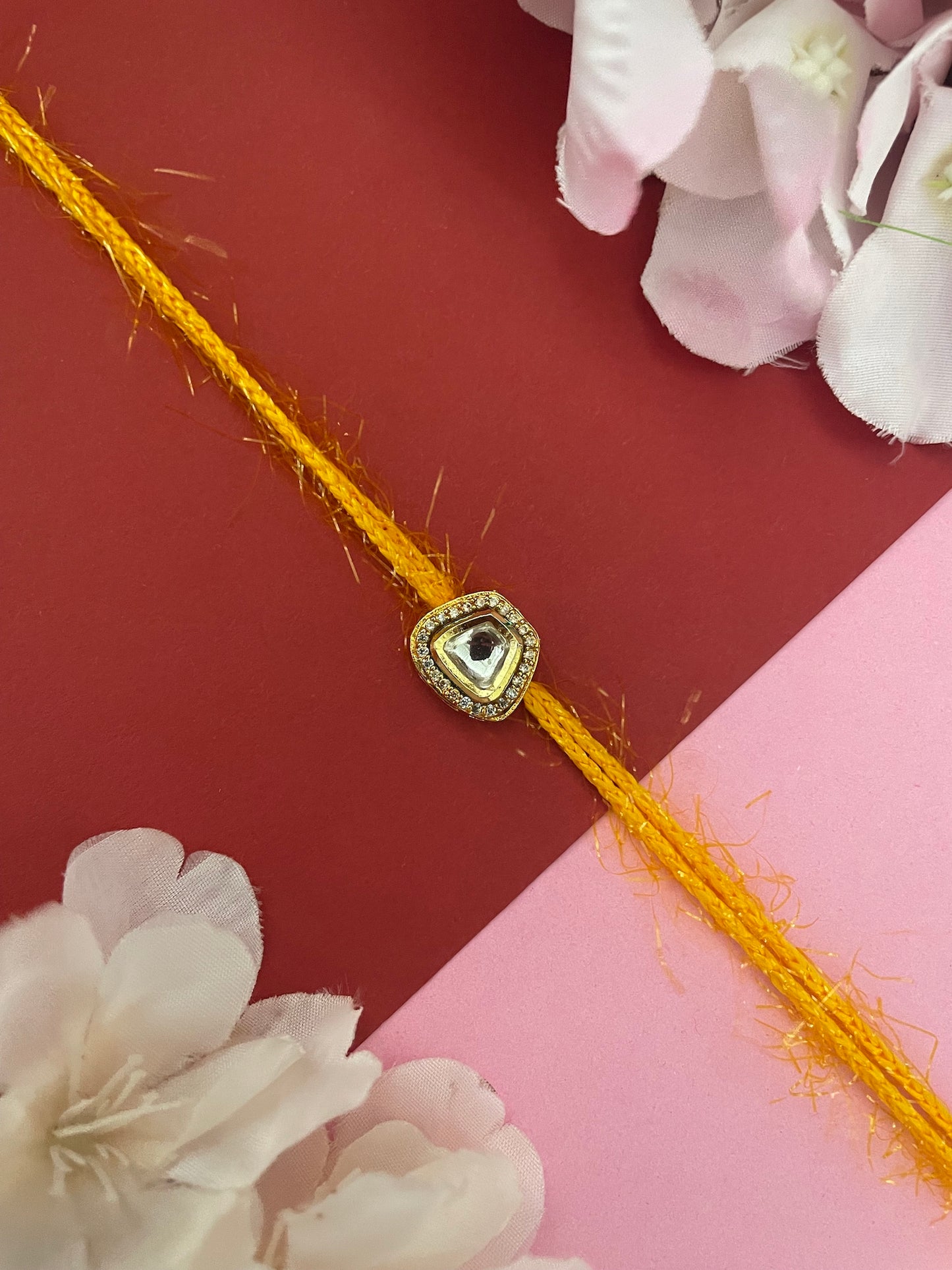 Kundan/AD Square Rakhi Lumba