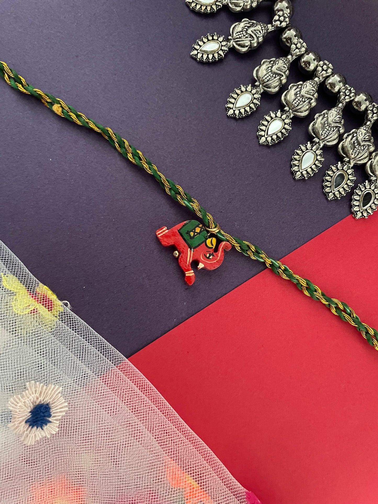 Wooden Baby Elephant Handmade Kids Rakhi Lumba