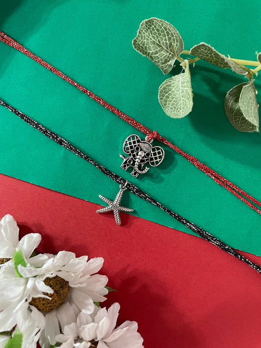 (Set of 2) Starfish/Elephant Charm Rakhi Lumba